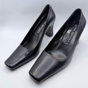 Via Spiga Black Leather Square Toe Pumps - Made in Italy - 6M, Like new!